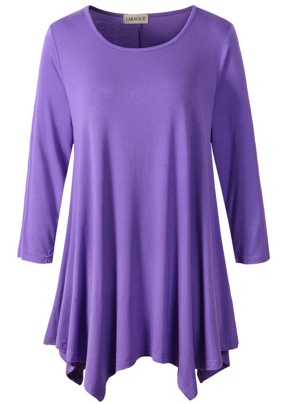 Latest Ladies Fashion Clothes Online,Online Women Clothing Shop & Latest Clothing 3/4 Sleeve Plus Size Tunic Tops Loose Basic Shirt 8028 S-3 XL.